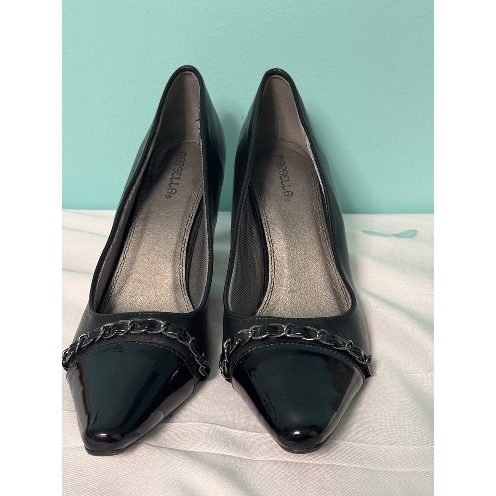Marbella Flex Black Pumps Heel Sz 9.5 M S-655